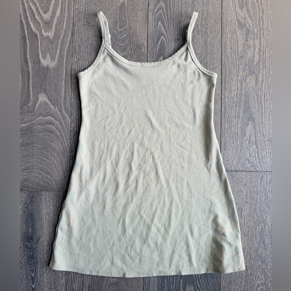 American Eagle Spaghetti Strap Scoop Neck Slip Mini Dress in Sage Green - Picture 1 of 4